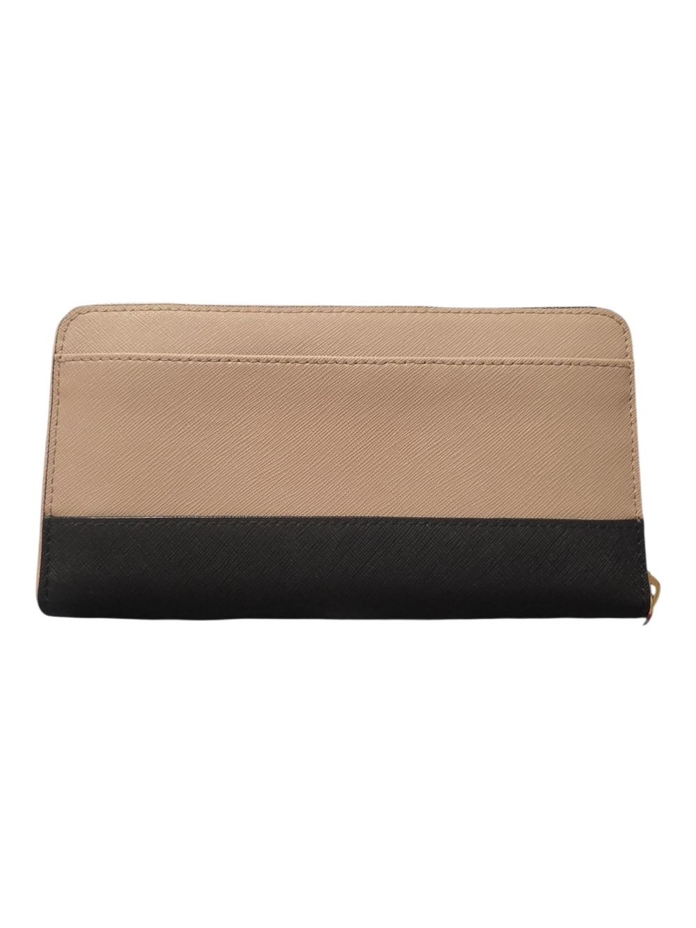 Kate Spade Two-Tone Continential  Zip Around Wallet in Taupe and Black - Picture 2 of 3